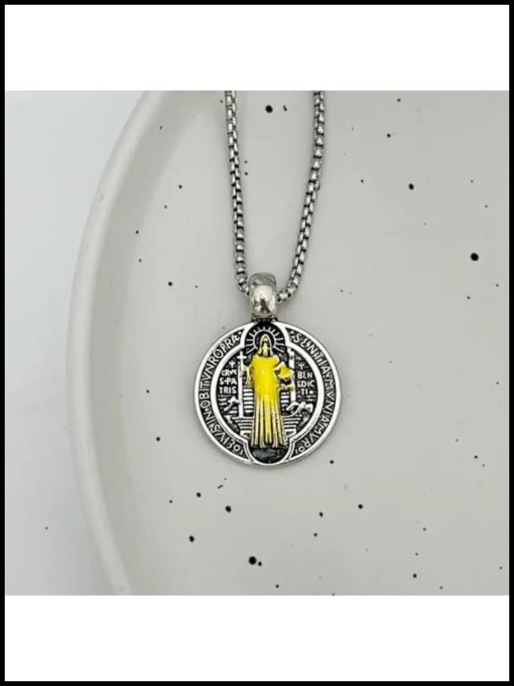 18K Gold Plated Saint Benedict Medal Necklace Religious Pendant Stainless Steel